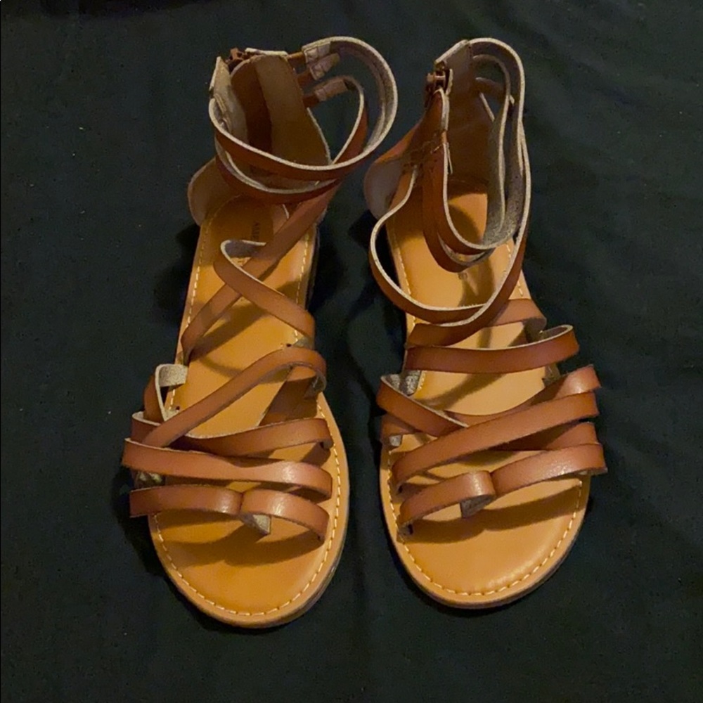 Tan cris cross sandals